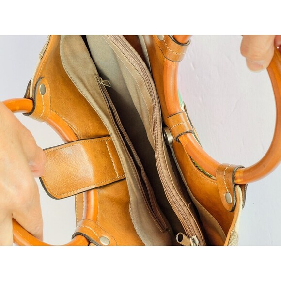 Relic Brand Convertible Shoulder Bag Wood Handles Floral Boho Patchwork Canvas - Picture 7 of 9